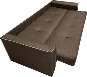 Canapea VERA extensibila, 3 locuri, lada de depozitare, stofa maro + crem, 225x90x90 Maro + Crem, Stofa