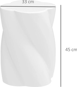 Outsunny Scaun de ceramică în formă spiralată, rezistent la 120kg Ø33 x 45 cm, rezistent la intemperii, scaun de grădină cu capac alb | Aosom Romania