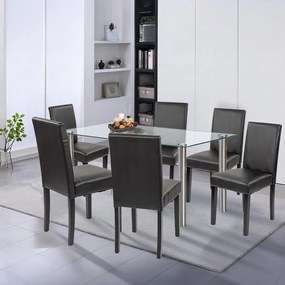 Set de masă Cadiz 6+1 alb-negru