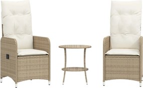 vidaXL Scaun de grădină rabatabil cu masă,2 buc., poliratan