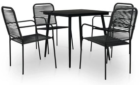 vidaXL Set mobilier de exterior, 5 piese, negru, frânghie și oțel