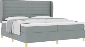 vidaXL Pat cu arcuri cu saltea Gri deschis 200 x 200 cm țesătură