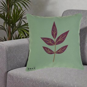 Perna Decorativa Ramura Botanica Mov, 40x40 cm, Verde, Husa Detasabila, Perna Inclusa, BEKZ®