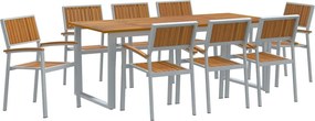 vidaXL Set de masă pentru grădină 9 pcs Gri Lemn Solid de Acacia