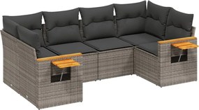 vidaXL Set mobilier grădină cu perne, 6 piese, gri, poliratan