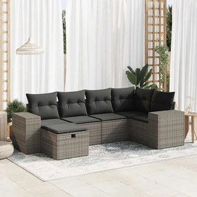 vidaXL Set mobilier grădină cu perne, 6 piese, gri, poliratan