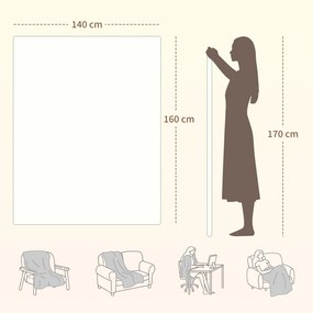 Pătură Încălzitoare HOMCOM 160x140 cm cu 5 Nivele de Căldură Alb | Aosom Romania