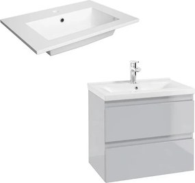 Set dulap baza suspendat Defra Como gri cu lavoar compozit Flex 60