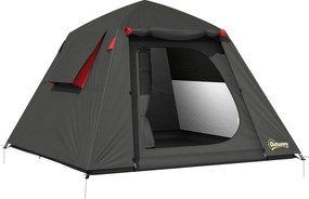 Outsunny Cort camping 2 persoane 3000 mm impermeabil &amp; rezistent la vânt, cort cupolă cu 2 uși, 2 ferestre cu plasă, 2 ferestre laterale, husă de transport | Aosom Romania