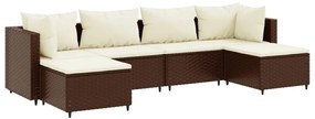 3308241 vidaXL Set mobilier de grădină cu perne, 6 piese, maro, poliratan