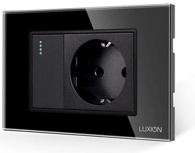Intrerupator Simplu + Priza cu Rama din Sticla LUXION, Standard Italian, 3M