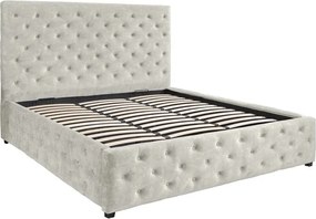 Pat PARIS 160x200cm catifea bej sampanie cu spatiu de depozitare