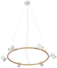 Lampă suspendată modernă cu imprimeu lemn cu alb 6 lumini - Jeana Circle
