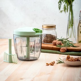Tocator manual Rosberg R51215B, 900 ml, 2 lame, Verde/Transparent