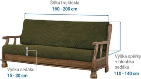 Nueva Textura Huse care se întind foarte bine NIAGARA verzi 3fotoliu cu manere de lemn (l. 160 - 200 cm)