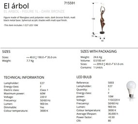 Figurina XXL decorativa, Lampa de podea El Arbol bronz