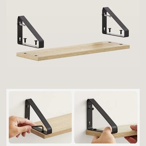 Vasagle Polițe de perete cu console ABBY, 3 bucăți, 30/35/40x12cm, maro deschis