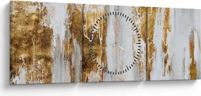 Tablou - Abstract auriu (cu ceas) (90x30 cm)