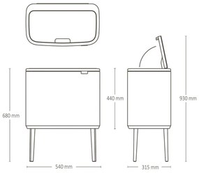 Brabantia Bo Touch 1005547, 11+23 l, Fierbere lină și silențioasă, Deschidere Golam, Bej