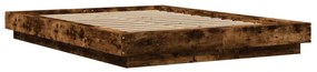 3281228 vidaXL Cadru de pat, stejar afumat, 135x190 cm, lemn prelucrat