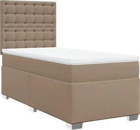 vidaXL Pat box spring cu saltea, cappuccino, 80x200 cm piele ecologică