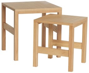 Măsuțe auxiliare 2 buc. cu aspect de lemn de stejar 40x40 cm Puzzle – Hübsch