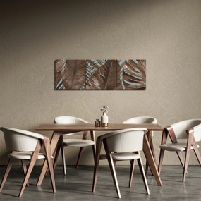 Tablou - Frunze de palmier acvarel (cu ceas) (90x30 cm)