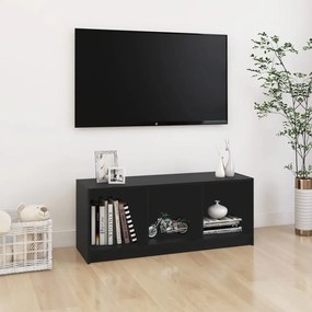 Comoda TV, negru, 104x33x41 cm, lemn masiv de pin 1, Negru