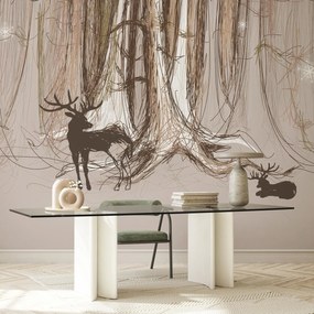 Fototapet - Cerb între copaci (147x102 cm)