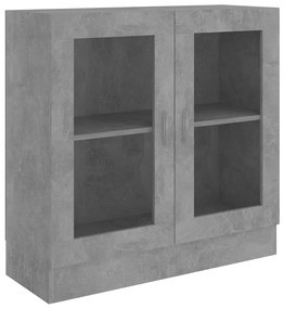 802745 vidaXL Dulap cu vitrină, gri beton, 82,5x30,5x80 cm, lemn prelucrat