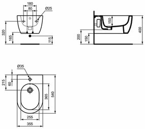 Bideu suspendat Ideal Standard Atelier Blend Curve alb lucios