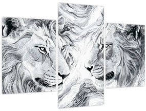 Tablou - Capete de lei desenate (90x60 cm)