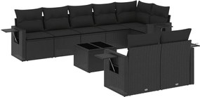 vidaXL Set mobilier de grădină cu perne, 9 piese, negru, poliratan