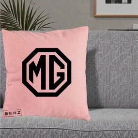 Perna Personalizata cu emblema MG, 40x40 cm, Roz, Husa Detasabila, Perna Inclusa, BEKZ®