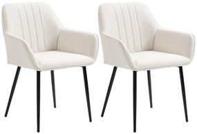 HOMCOM Scaune de Masa Scaune de Vizitator Design scandinav - Set de 2 scaune - Picioare metal negru - Scaun Spatar Brate ergonomici material textil de in Bej | Aosom Romania