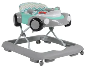 Premergator Reglabil in 3 Trepte NOVOKIDS™ Shelby Mini Car , Roti silentioase, Pliabil, 8 Roti, Cu Melodii si volan, Model Masinuta, Turquoise