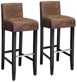 Set 2 scaune bar, 39 x 41 x 94 cm, piele ecologica / metal, maro, Songmics