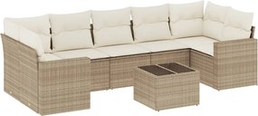 vidaXL Set canapele de grădină, 8 piese, cu perne, bej, poliratan