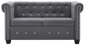 247143 vidaXL Canapea Chesterfield 2 locuri, catifea, 146 x 75 x 72 cm, gri