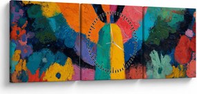 Tablou - Înger abstract cu flori (cu ceas) (90x30 cm)