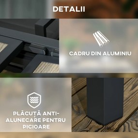 Outsunny Masă de Grădină Extensibilă 80/160x80x75 cm, Masă de Dining pentru 6 Persoane Dreptunghiulară din Aluminiu cu Blat din Plastic, pentru Terasă, Balcon și Exterior, Bej | Aosom Romania