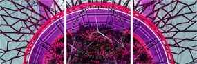 Tablou abstrac - crengi violete (cu ceas) (90x30 cm)