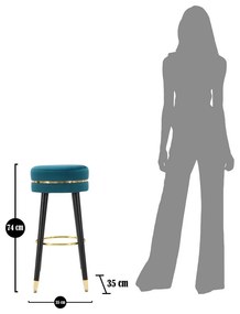 Scaun de bar turcoaz tapițat (înălțime șezut 74 cm) Paris – Mauro Ferretti