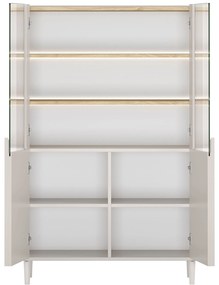 Vitrină Amilio 100 cm - cashmere / stejar uleiat / mânere cashmere