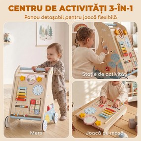 AIYAPLAY Premergător Bebeluși cu Panou Activități, Placaj, Culoare Lemn | Aosom Romania