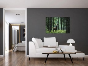 Tablou - Cerb în pădurea adâncă (90x60 cm)