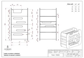 Pat pentru copii în culoare naturală supraetajat cu spațiu de depozitare 90x200 cm Mundo – Adeko