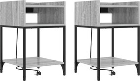 vidaXL Dulap de noapte 2 pcs Gri Sonoma 40 x 40 x 61 cm Lemn compozit