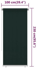 Jaluzea tip rulou de exterior, verde inchis, 100x230 cm, HDPE Morkegronn, 100 x 230 cm