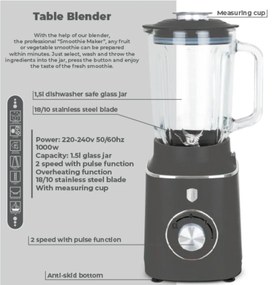Blender cu bol de sticla Antracit Berlinger Haus BH 9539